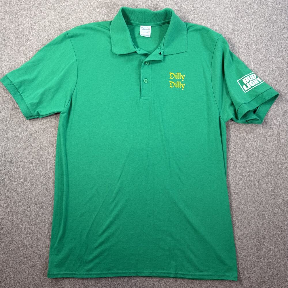 Dilly Dilly Bud Light Men's Medium Green Port & Company Short Sleeve Polo Shirt